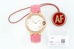 AF Factory Ballon Bleu De Cartier 33mm Swiss Quartz Movement Diamond Bezel Pink Leather Strap mirror quality cartier writing instruments Watch